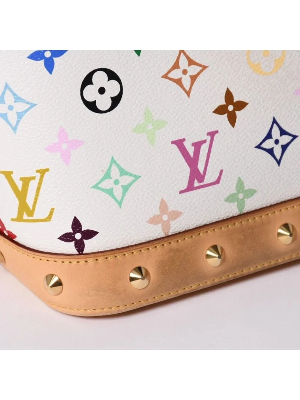 Louis Vuitton Alma Handbag Monogram Multicolor White Takashi Murakami
